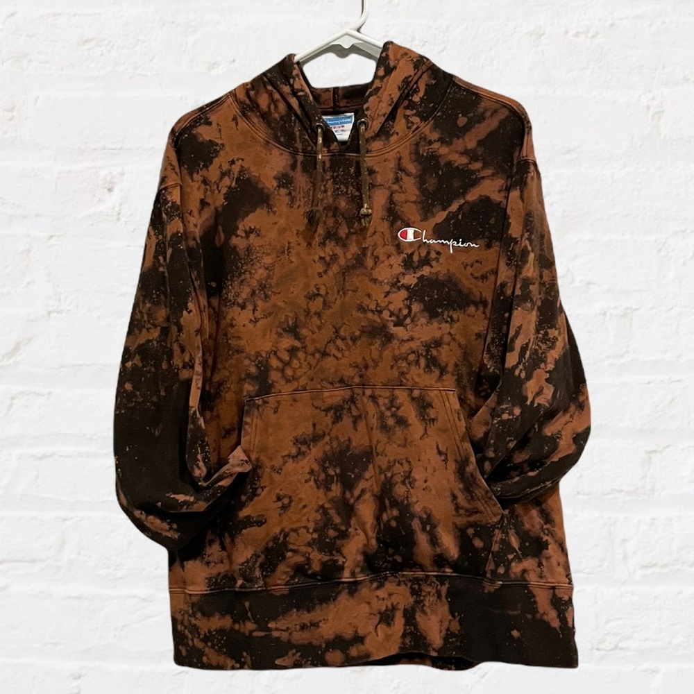Champion Brown/Black Tie Dye‎ Hoodie, Men’s sz Med